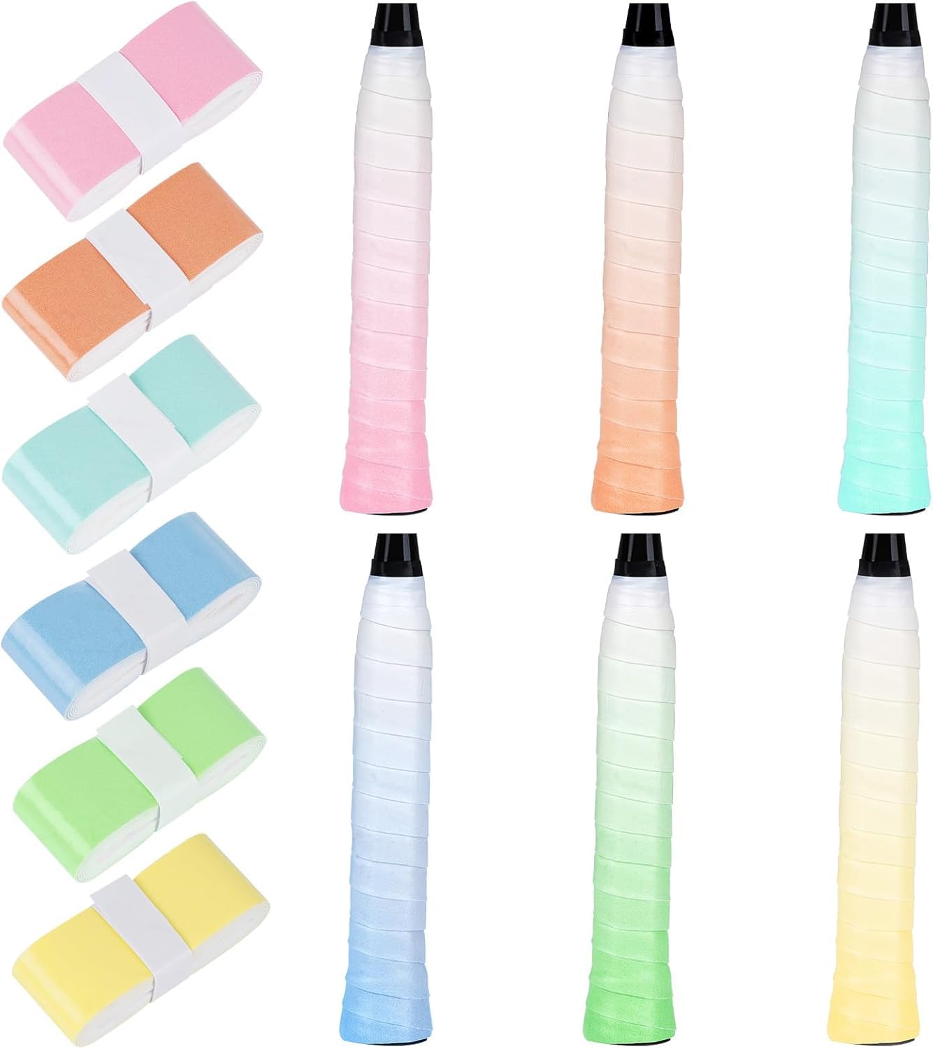 6 Pcs Badminton Racket Grip, Towel Grip for Badminton Racquet, Solid Color Gradient Non-Slip Overgrip Set, Replacement Grip for Racket Sports-image-21