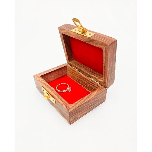 Delux Wood Carver Handmade Ring Box 2 Inch