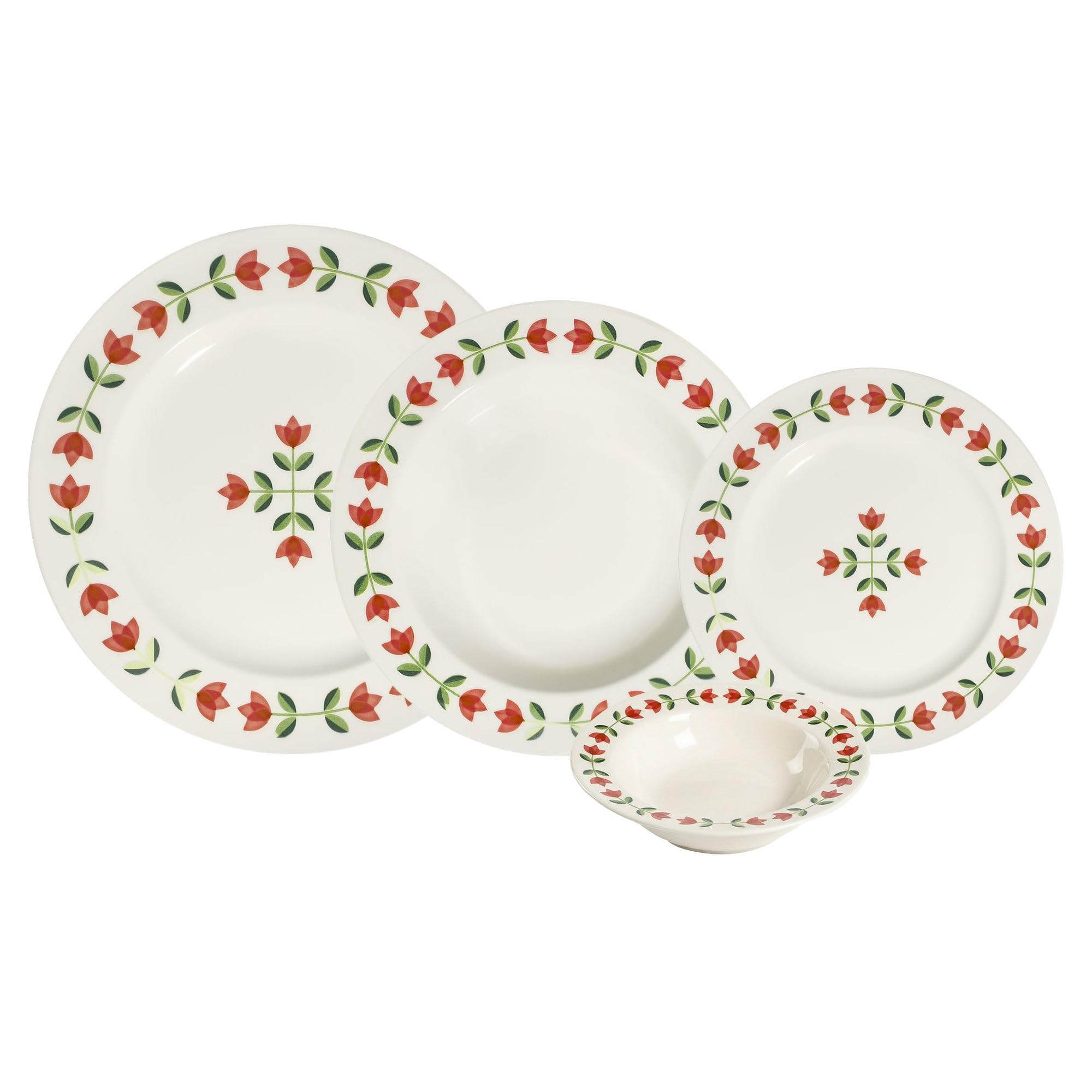 Elegancki 24-częściowy serwis obiadowy, 100% porcelana, w zestawie talerze do serwowania, miski i talerze deserowe, można myć w zmywarce i używać w kuchence mikrofalowej