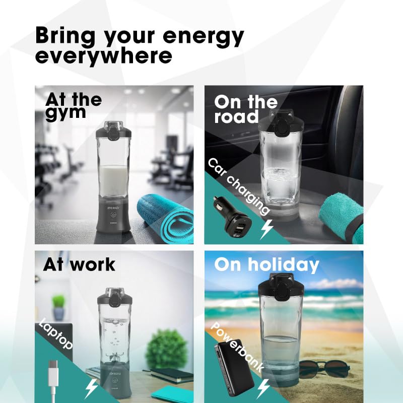 STORMIX BLENDER – Blender Portable Sans Fil – 6 Lames Acier Inoxydable – 150W Puissant & Rapide – Smoothies, Shakers, Glace Pilée – 600ml – USB-C Rechargeable – Auto-Nettoyage – Design Élégant