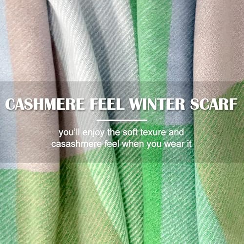 Rainflowwer Fashion Thick Winter Scarf Blanket Scarves Super Soft Green Scarf With Tassel Lightweight Warm Large Wrap Shawl For Women #TOP3