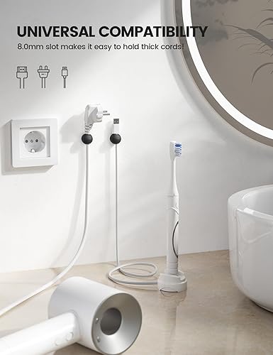 Miniatura 6 de Lamicall - Paquete de 8 clips magnéticos para organizar cables de carga de teléfono, soporte magnético fuerte para escritorio, mesita de noche,