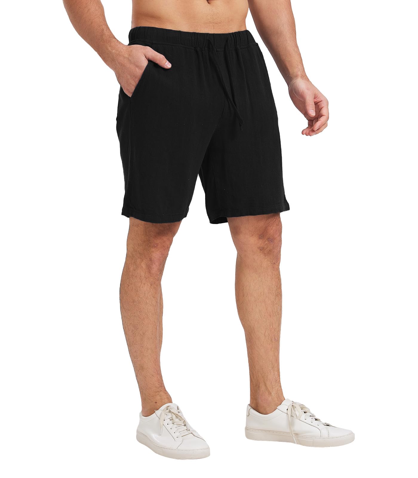 Zetieny Uomo Sportivi Pantaloncini Lino Pantaloncini Estivi Leggero Fitness Workout Shorts Pantaloni Casual da Uomo con Coulisse e Tasche