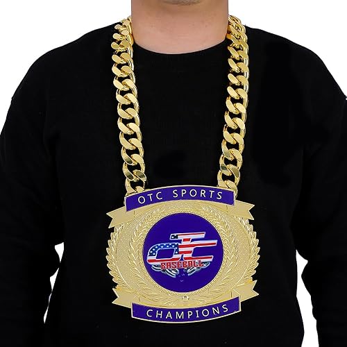 Miniatura 7 de Fantasy Football Championship Chains Award, Trofeo del Premio del Ganador del Premio Champ Chains, Medalla de campeón grande de 7-34  x 7