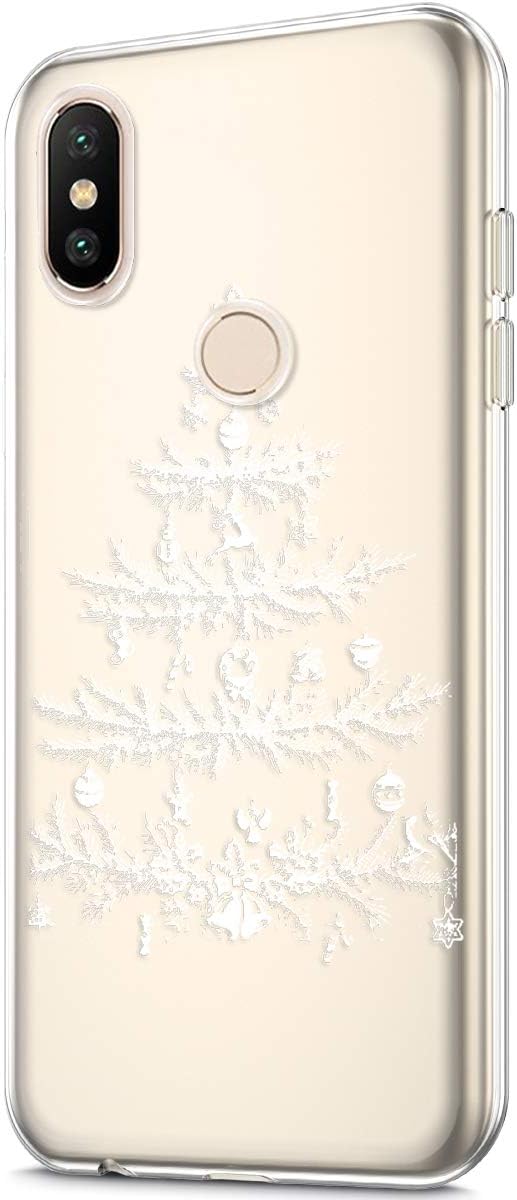 Urhause Funda Xiaomi Mi Mix 2S,Carcasa Xiaomi Mi Mix 2S.KunyFond Transparente TPU Christmas Pintado Nieve Bumper Anti-Golpes Fundas Case Cover Caso para Xiaomi Mi Mix 2S-Arbol Navidad Blanco