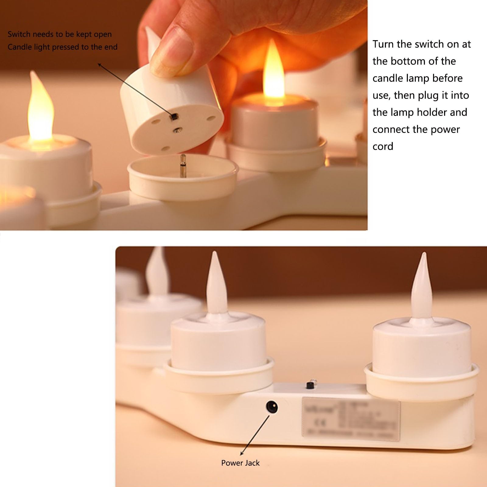 Candele senza fiamma Candele LED tremolanti Set di 6 (larghezza 1,58" x altezza 1,93") LED a lume di candela, luce di simulazione ricaricabile (Color : 1)