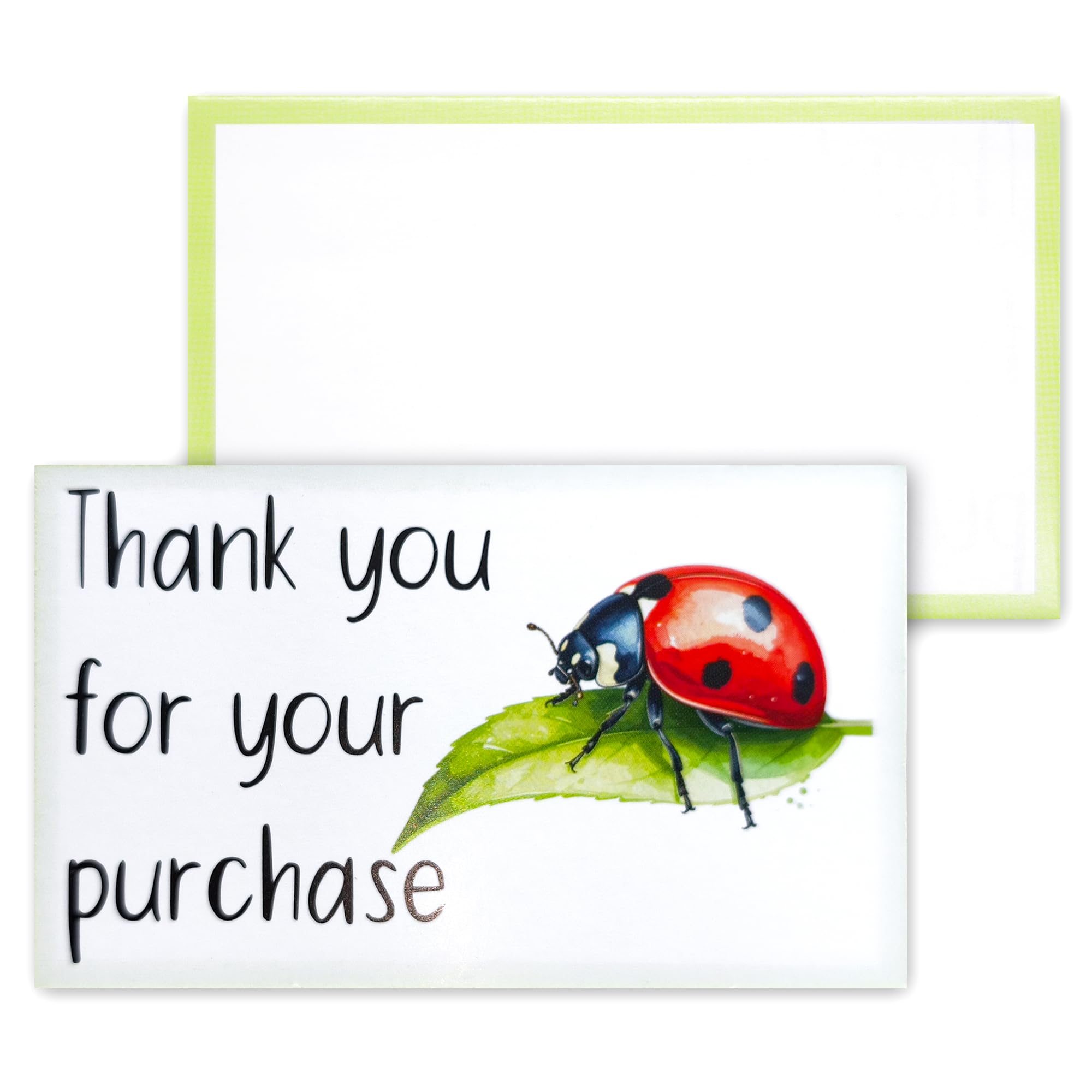 Thank You For Your Order Cards – Cute Ladybird Design, Small Business Thank You Cards, 300 GSM Card Stock, 9 × 5.4 cm, 200 Pack