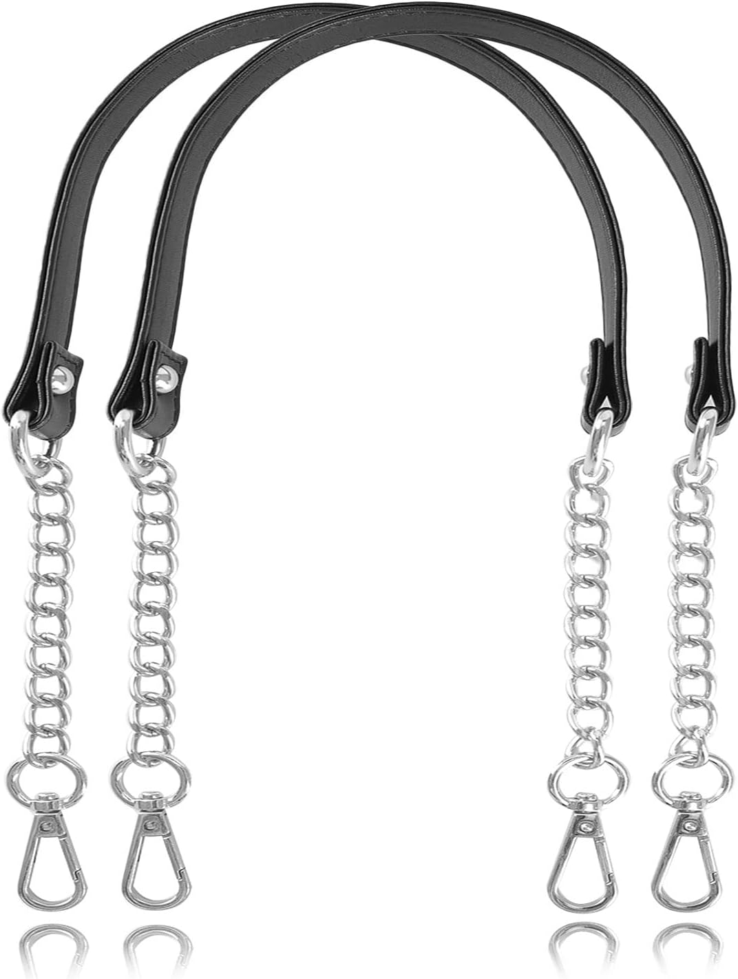 VanEnjoy 2PCS Microfiber Leather Purse Chain Handles Replacement for Shoulder Bag Handbag - 23.6x0.71(LxW) (Black-Gold Metal)