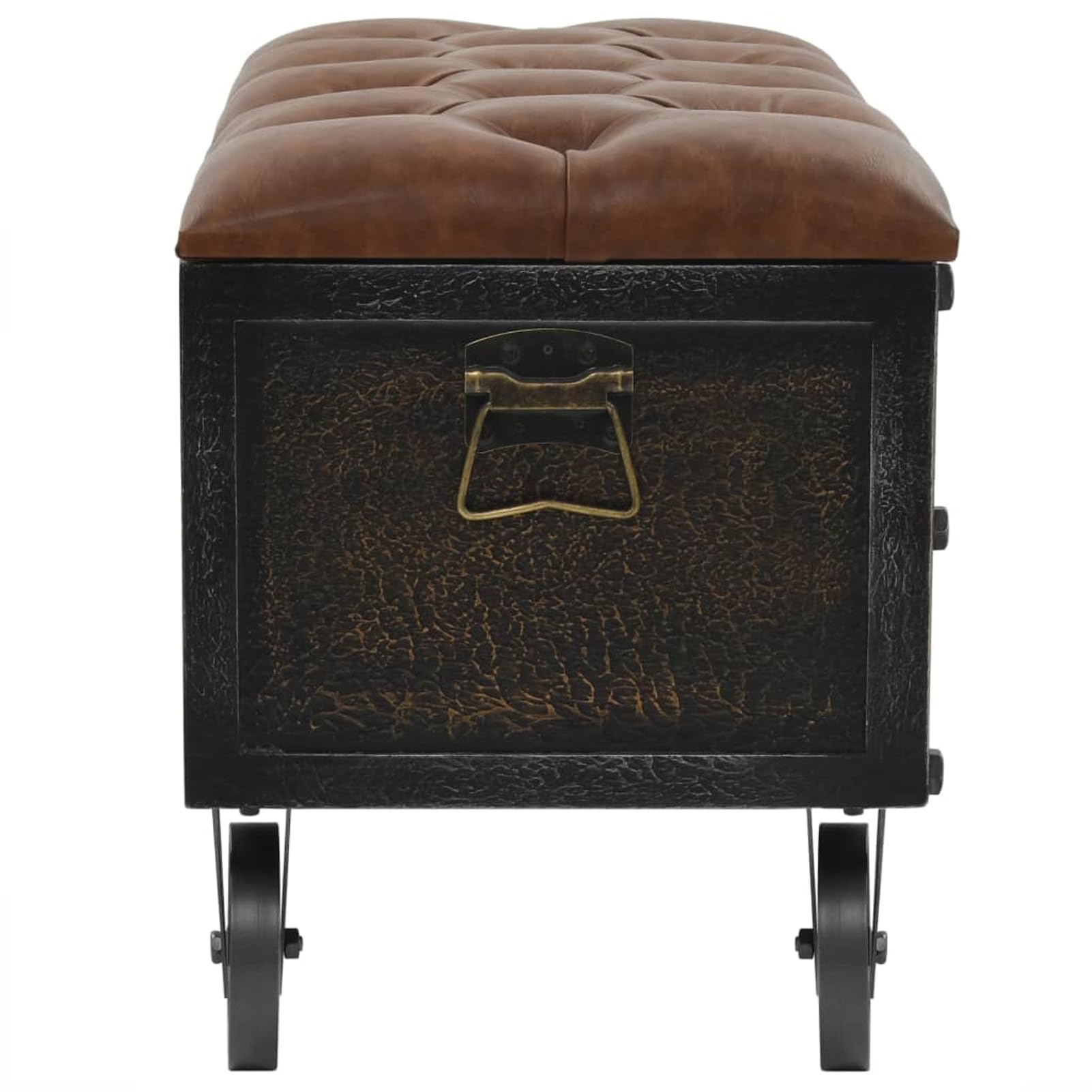 LAPOOH Banco de almacenaje, Baul Almacenaje Dormitorio, Banco Pie De Cama, Baul con Asiento, Madera Maciza y Piel Sintetica 80,5x41x50cm