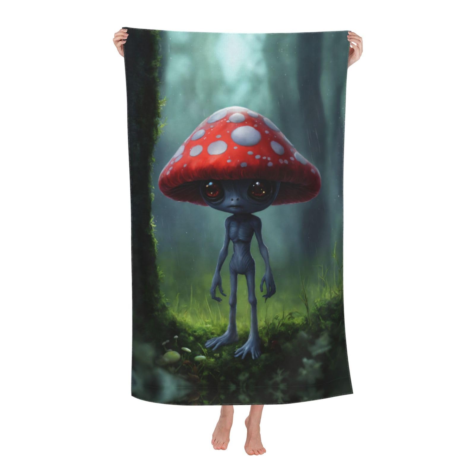 Oazcvbnn Women's White Astronaut And Alien Print Adult Beach Towel Summer Travel Pool Vacation Swimming Fitness Outdoor Adventures