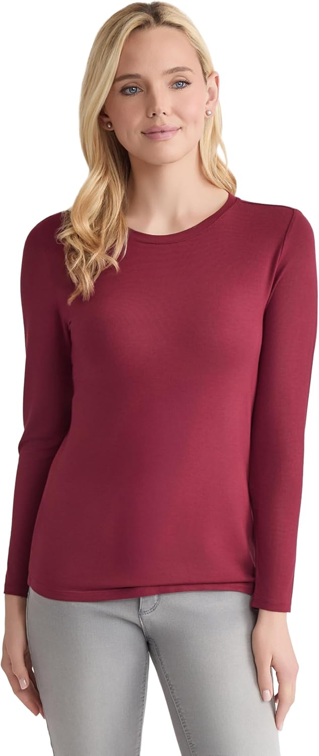 Jones New York Womens Long Sleeve Crew Neck Tee