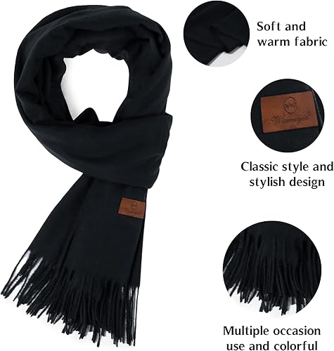 Miniatura 2 de Pashmina Scarf Winter Warm Solid Colors Scarves and Wraps Classic Soft Fashion Shawl Wrap Fringe For Men Women