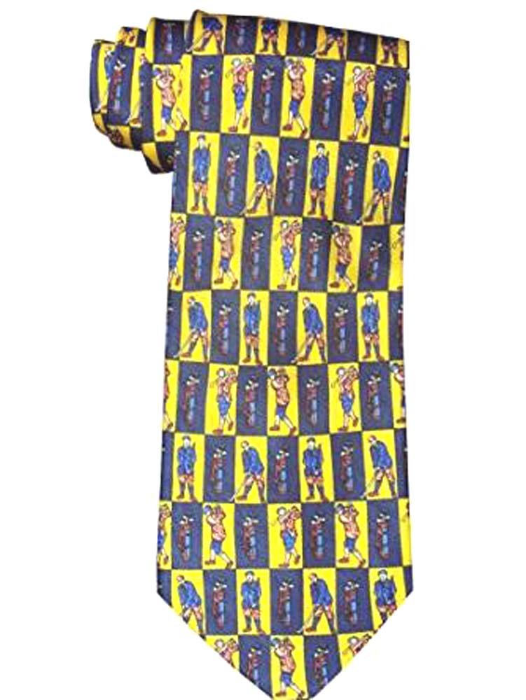 Elegance1234 Black & Yellow 100% Silk Golf & Golf Club Italyan Quality Tie ***Same Day Posting***