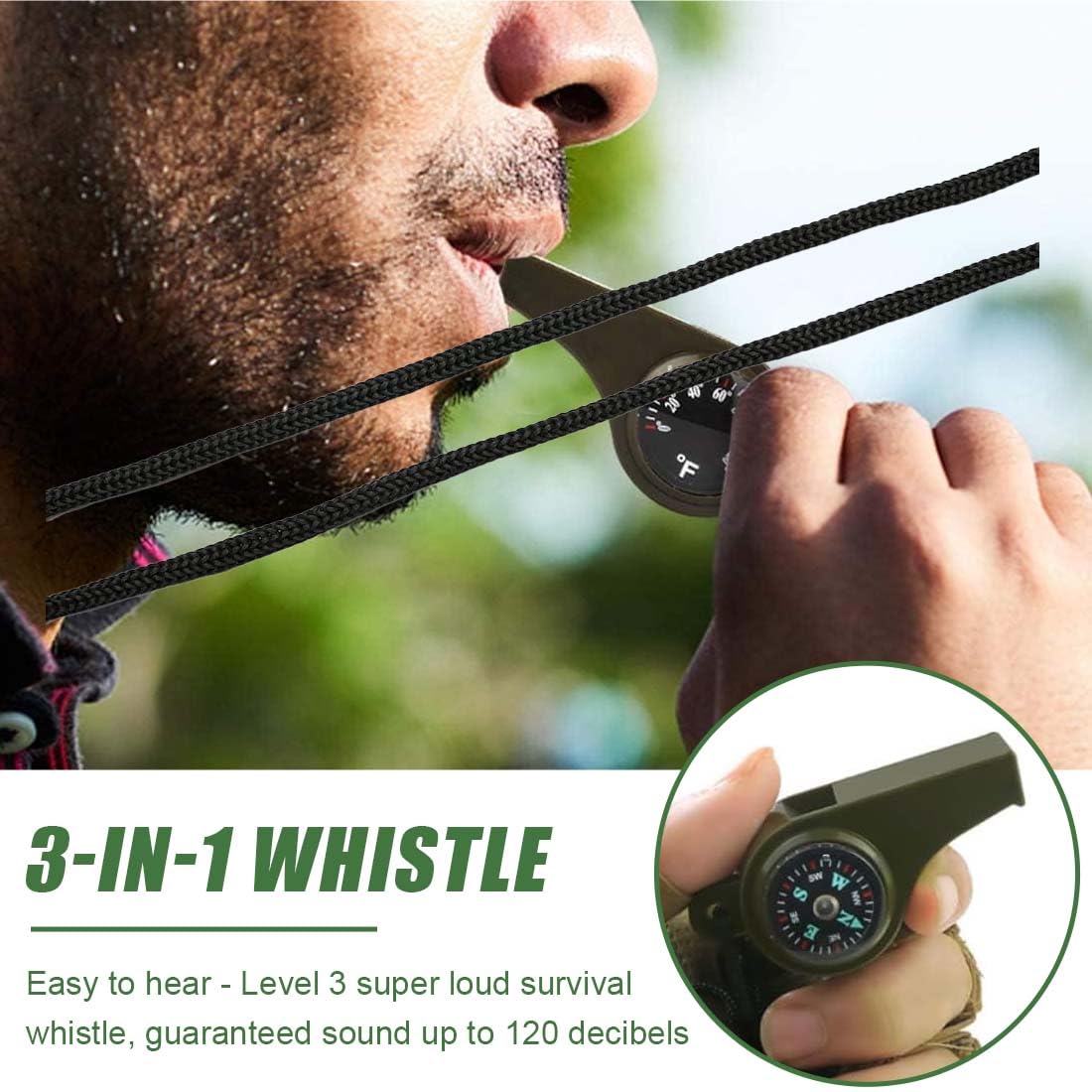 3 Pcs Brujula 3 in 1 con Silbato y Termómetro Ideal para Camping Montañismo y Senderismo