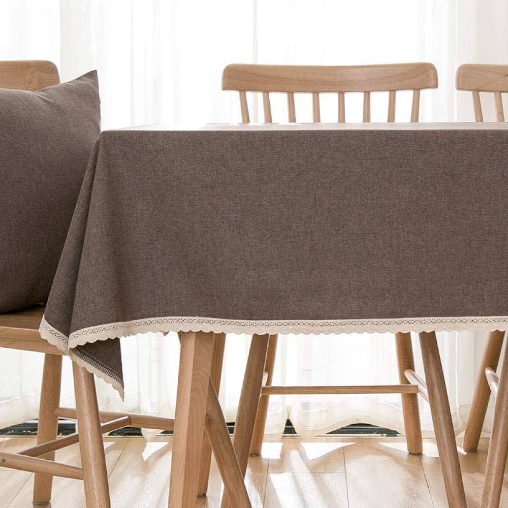 Cubierta de Mesa Rectángula Lavable Algodón y Lino Suave para Bufé Fiesta Cena Boda Picnic y Más Marrón Oscuro 130 × 200cm