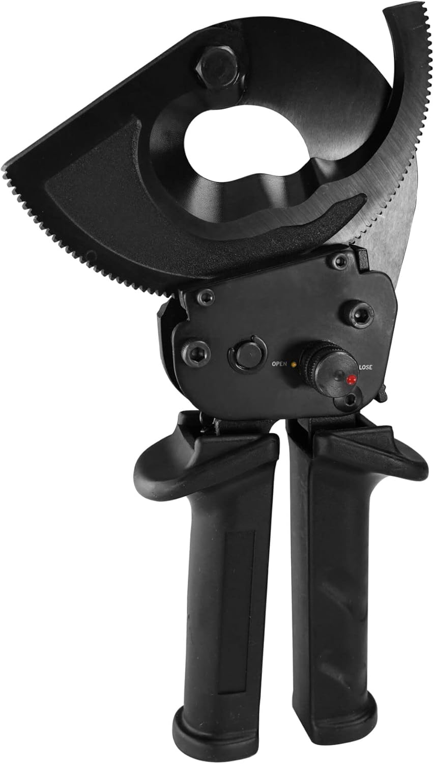 Jameson Ratcheting Cable Cutter | Heavy Duty Industrial Strength | Rated for 750MCM Copper and Aluminum Cables