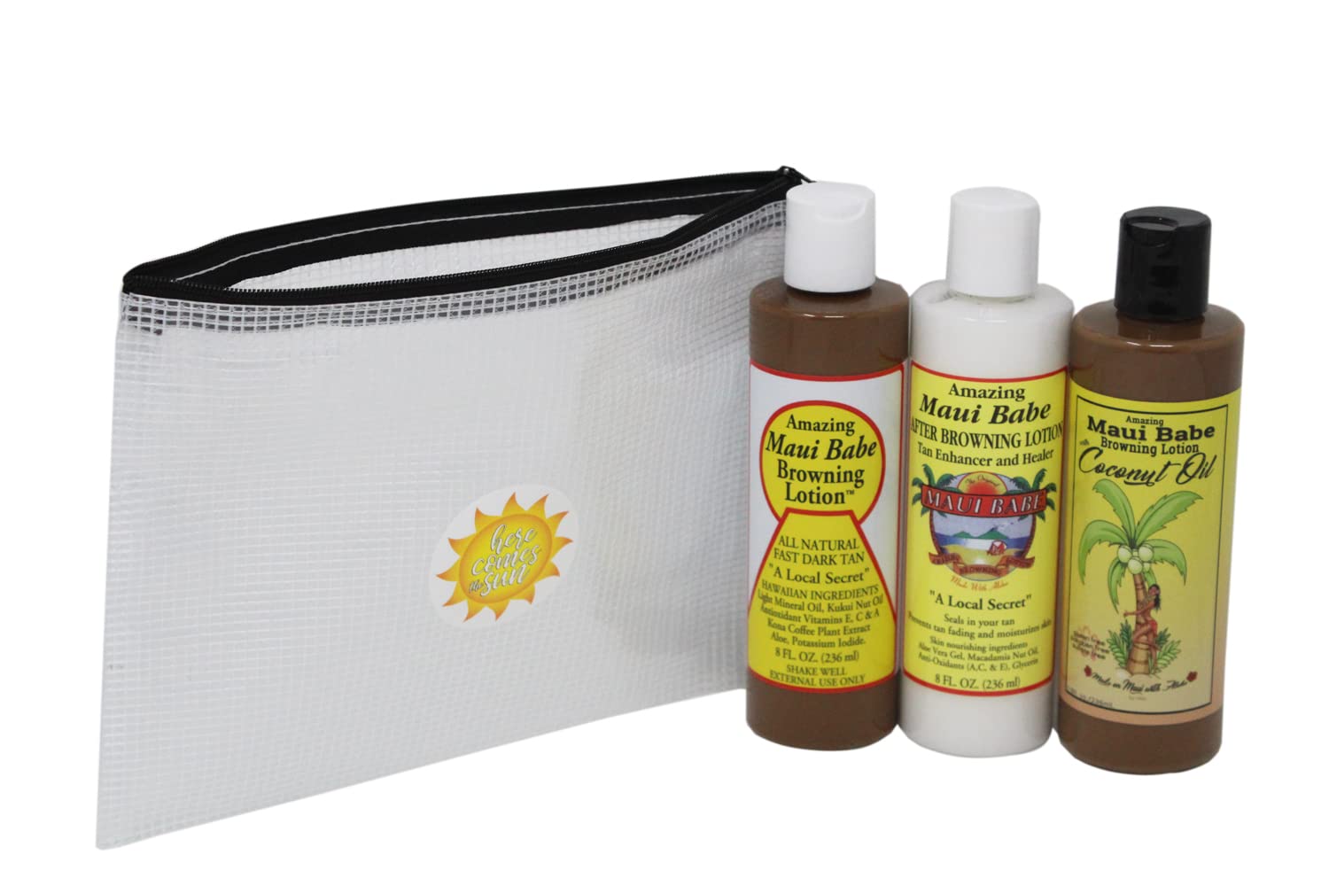 Maui Babe Tanning Lotion Set! Includes Original Browning Lotion, Browning Lotion w/Coconut Oil & After Browning Lotion Infused with Skin Nourishing Ingredients! (3 Pack)