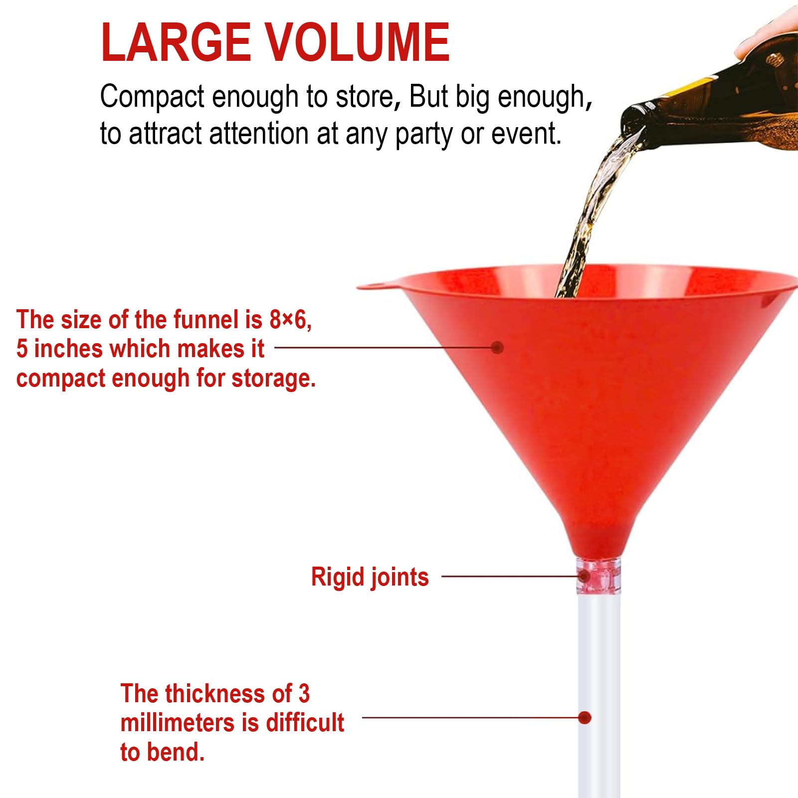 Beer Funnel con Tubo - Doppio Imbuto per Bere - Beer Funnel per Festival e Feste - Funnel Beer Bong - Large Drinking Funnel per alcolici - Beer Funnel con Tubo