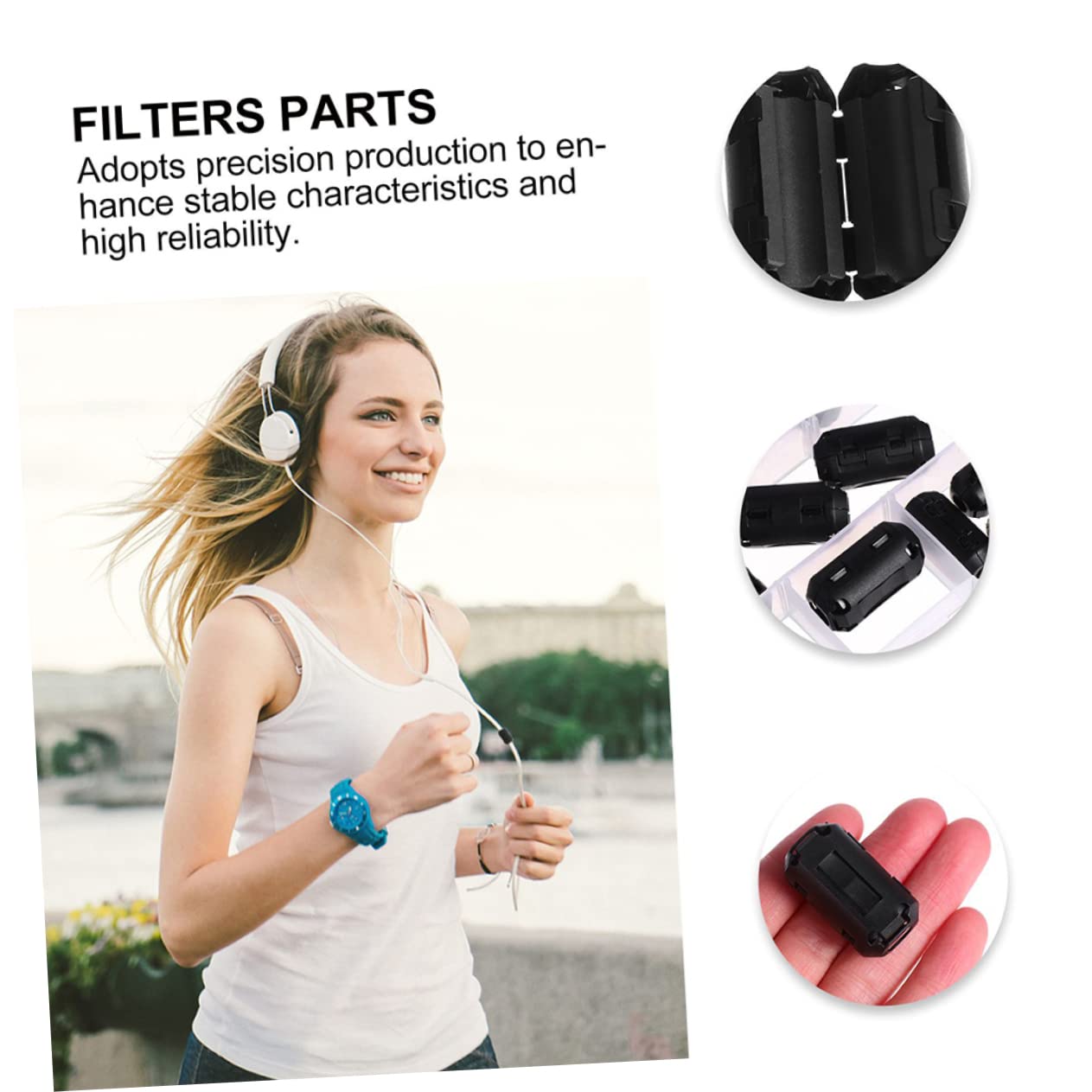 10pcs Clip Degaussing Ring Noise Filters Ferrite Core Removable for USB Power Cables