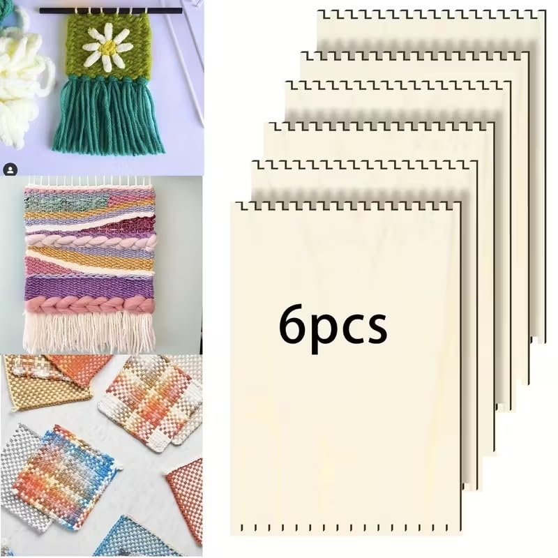 Curious Button 6 PCS Rectangle Wooden Weaving Looms Kit | DIY Art & Craft Loom Board Set for Beginners | Hand Knitting Frame Loom for Yarn, Wool & Fabric Weaving (8.66x5.91 Inch) 1