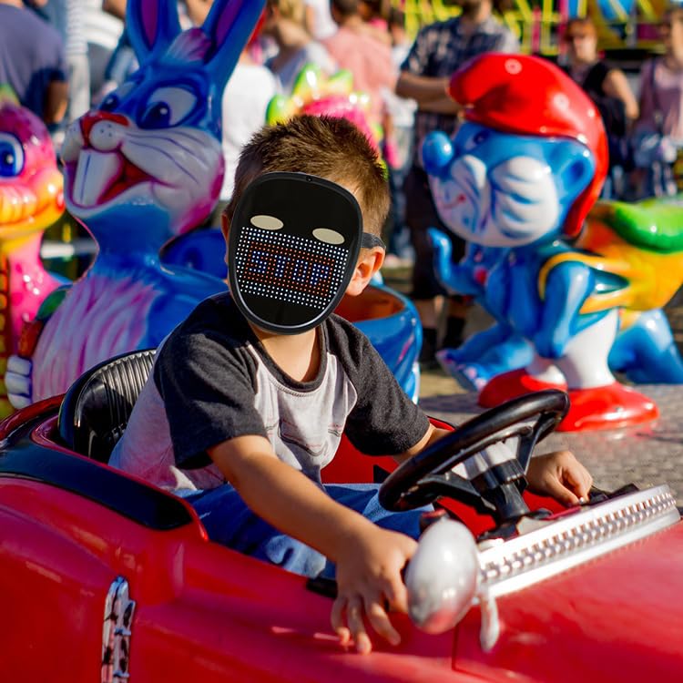 FPEAOB Máscara LED de Halloween para niños, disfraz de Halloween para niños, máscaras luminosas con reconocimiento de gestos, máscaras transformables, disfraz para Halloween, cosplay, fiesta de