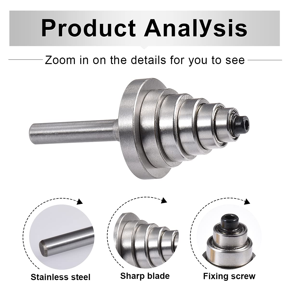 Rabbet Router Bit 1/2 Inch Shank with 6 Bearings Set Rabbeting Router Bits - Adjustable Bearings 3/8", 1/2", 5/8", 3/4",7/8", 1-1/8"