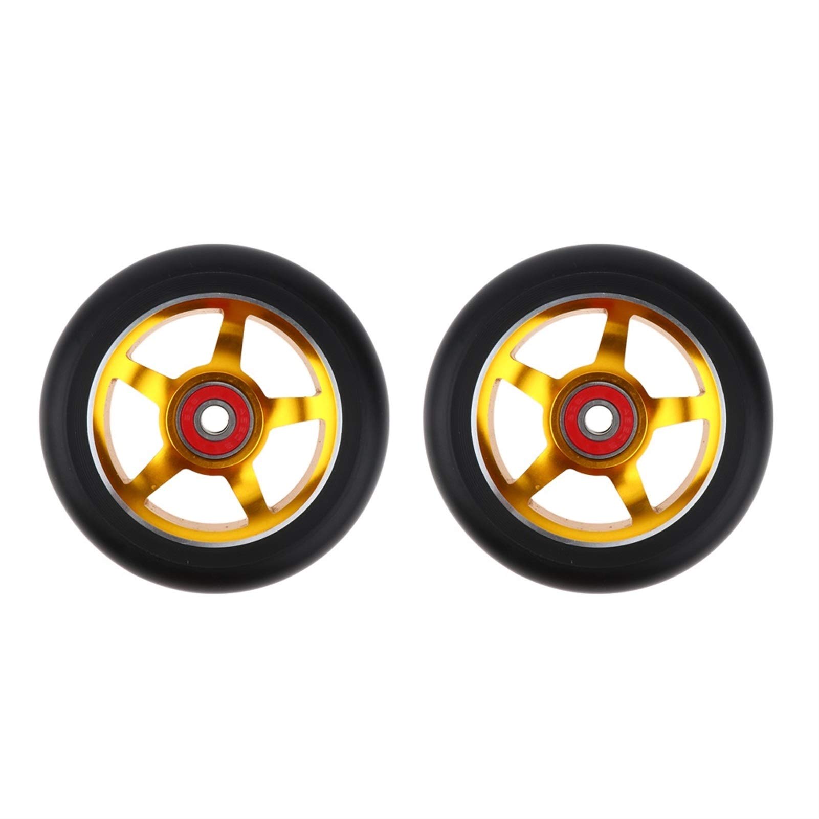 Genérico Ruedas Patinete Seguro 2pcs Reemplazo de 100 mm Push/Kick Stunt Scooter Ruedas con cojinetes Amplificaciones Piezas Accesorios