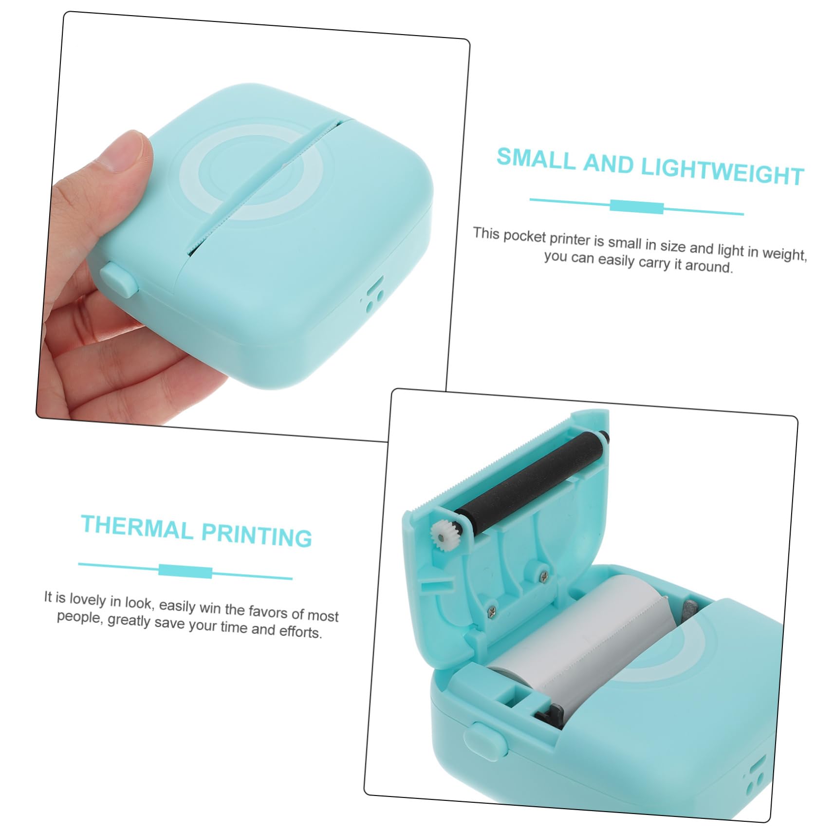 Operitacx Stampante Termica Portatile senza Fili 200dpi, Stampa Foto ed Etichette, 1000mah, Carta Abs, per Casa e Ufficio