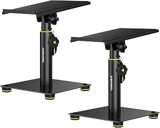 Vondynote Desktop Speaker Stands Pair Studio Monitor Stands 12° Tilt Height Adjustable 11" to 16", Metal Stands for Studio Monitors, laptops, or projectors