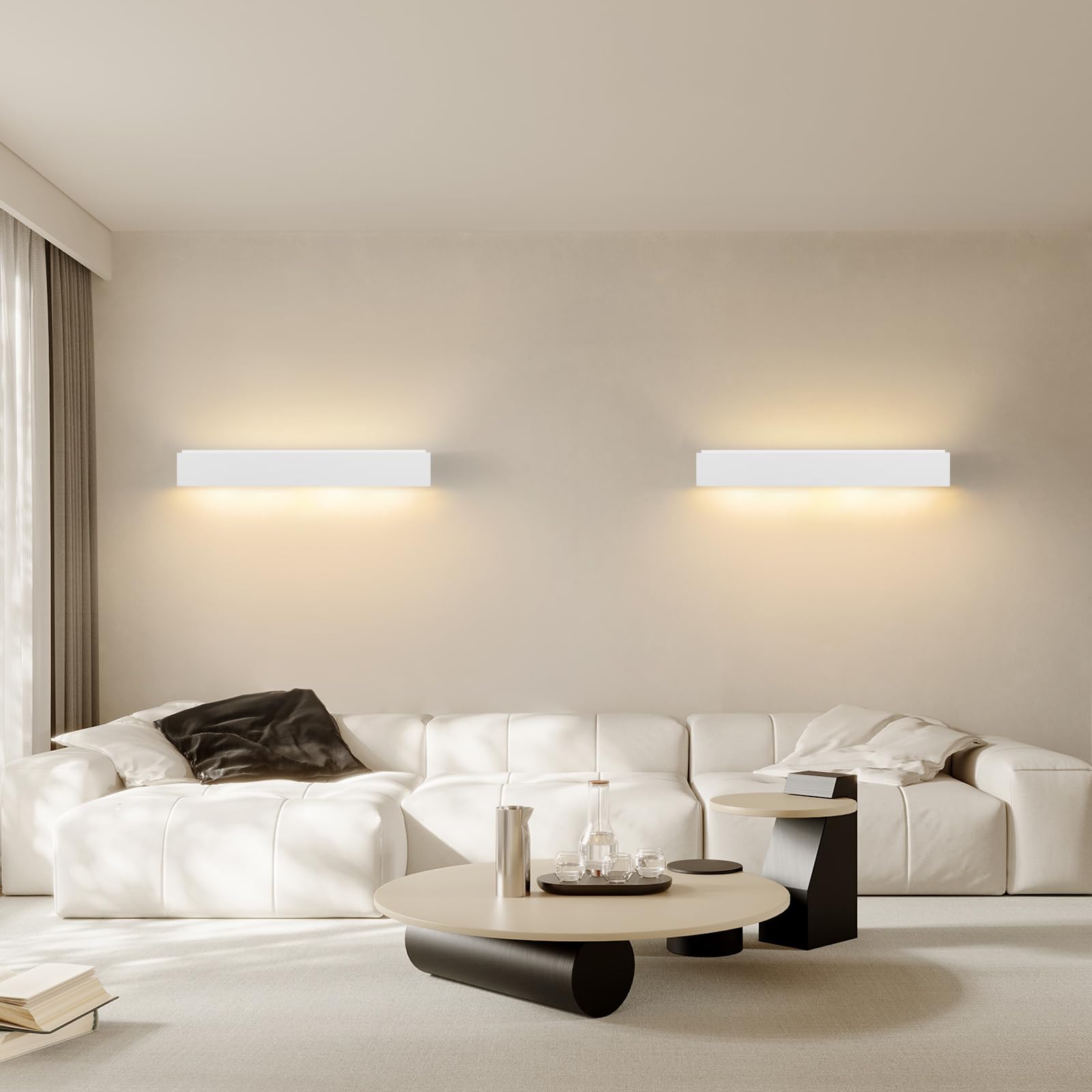 Homefire Wandleuchte Innen Wandlampe Flur - 2er Up and Down Wandleuchten | Modern Design G9 Flurlampe Weiß Gipsleuchte Wand Treppenhaus Lampe für Wohnzimmer Küche 52CM - Ohne Leuchtmittel