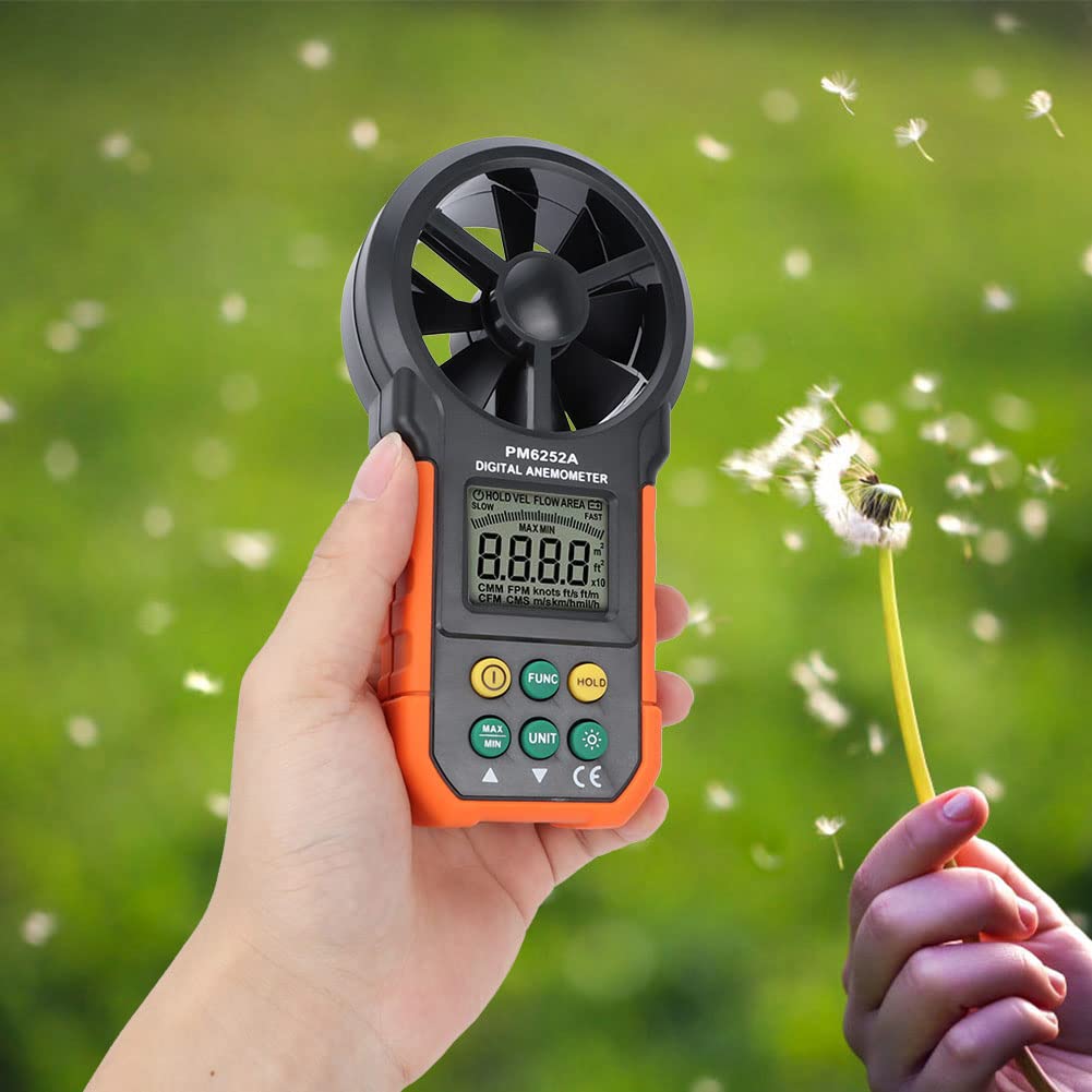 Anemómetro Digital, Medidor de Velocidad del Viento Portátil | Pantalla LCD, diseño portátil, medición precisa, para uso en campo.