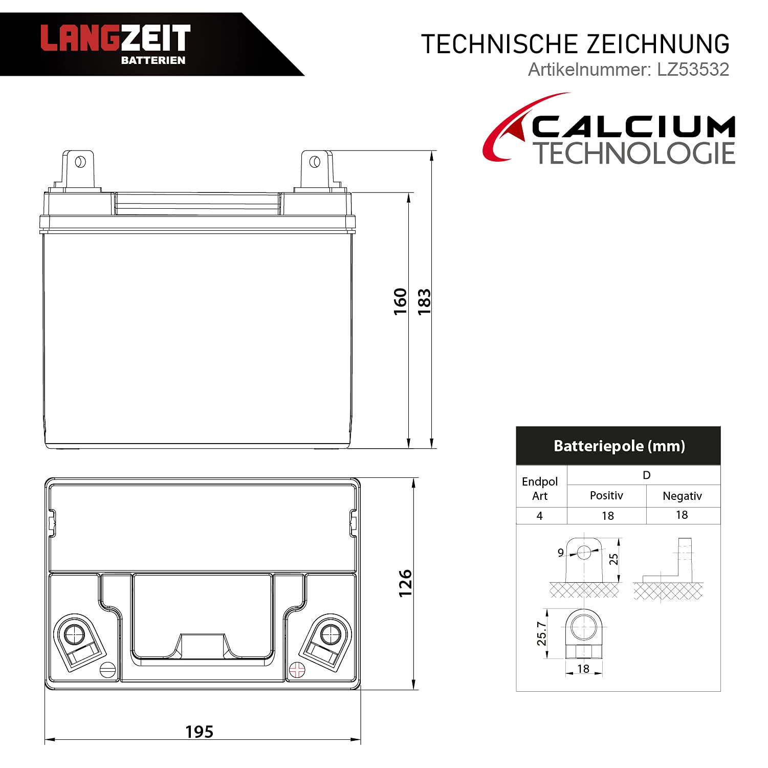 Langzeit Rasentraktor Batterie 12V 35Ah Starterbatterie Aufsitzmäher Rasenmäher Plus Pol RECHTS statt 26Ah 30Ah 32Ah
