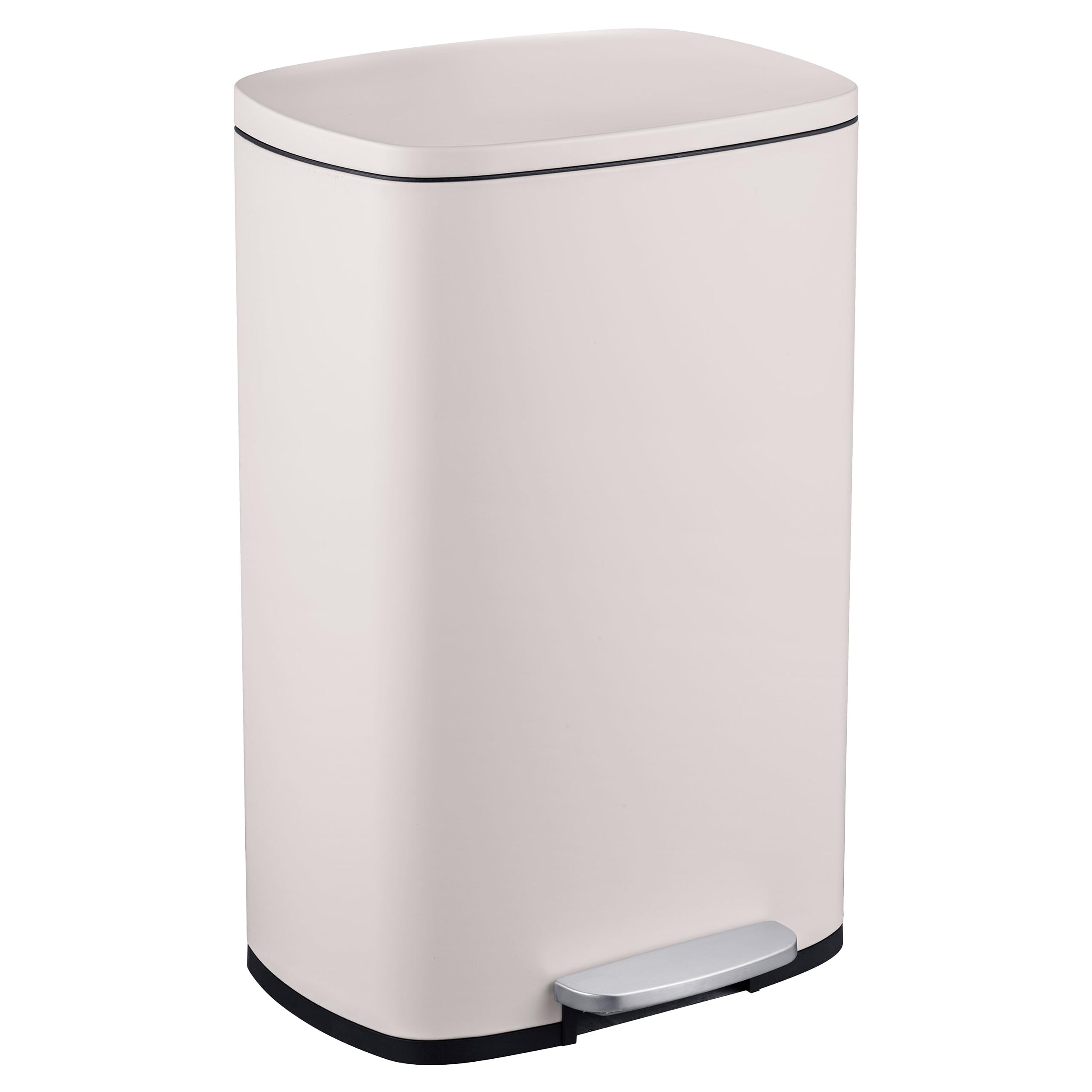 Relaxdays Cubo Basura Baño 50 Litros, Papelera Cocina Cierre Suave, Pedal, Bote Residuos Rectangular, Color a Elegir