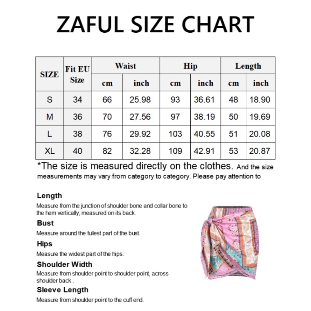 ZAFUL Falda con abertura para mujer, con estampado bohemio, corbata lateral, falda cruzada con borla, minifalda informal para la playa