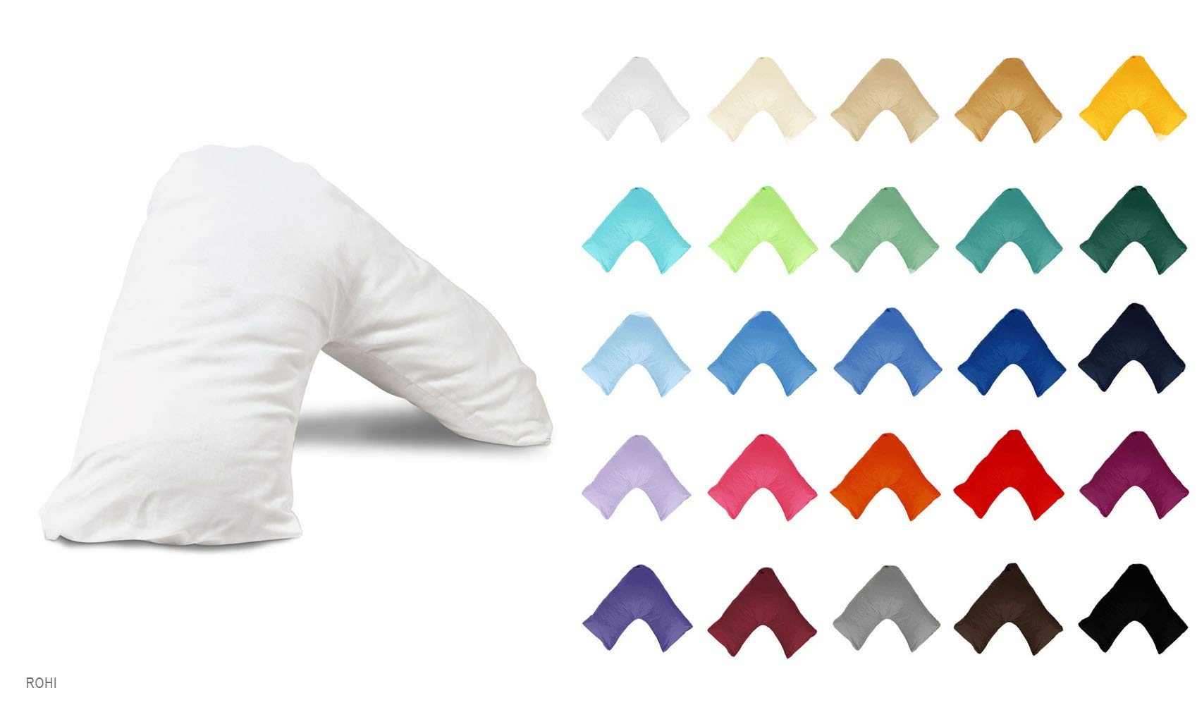Rohi Orthopaedic V Pillow with Pillowcase – Ideal for Nursing, Pregnancy, and Back Support – Breathable & Hypoallergenic V Shaped Pillows with Complementary V Pillowcase (Lilac)