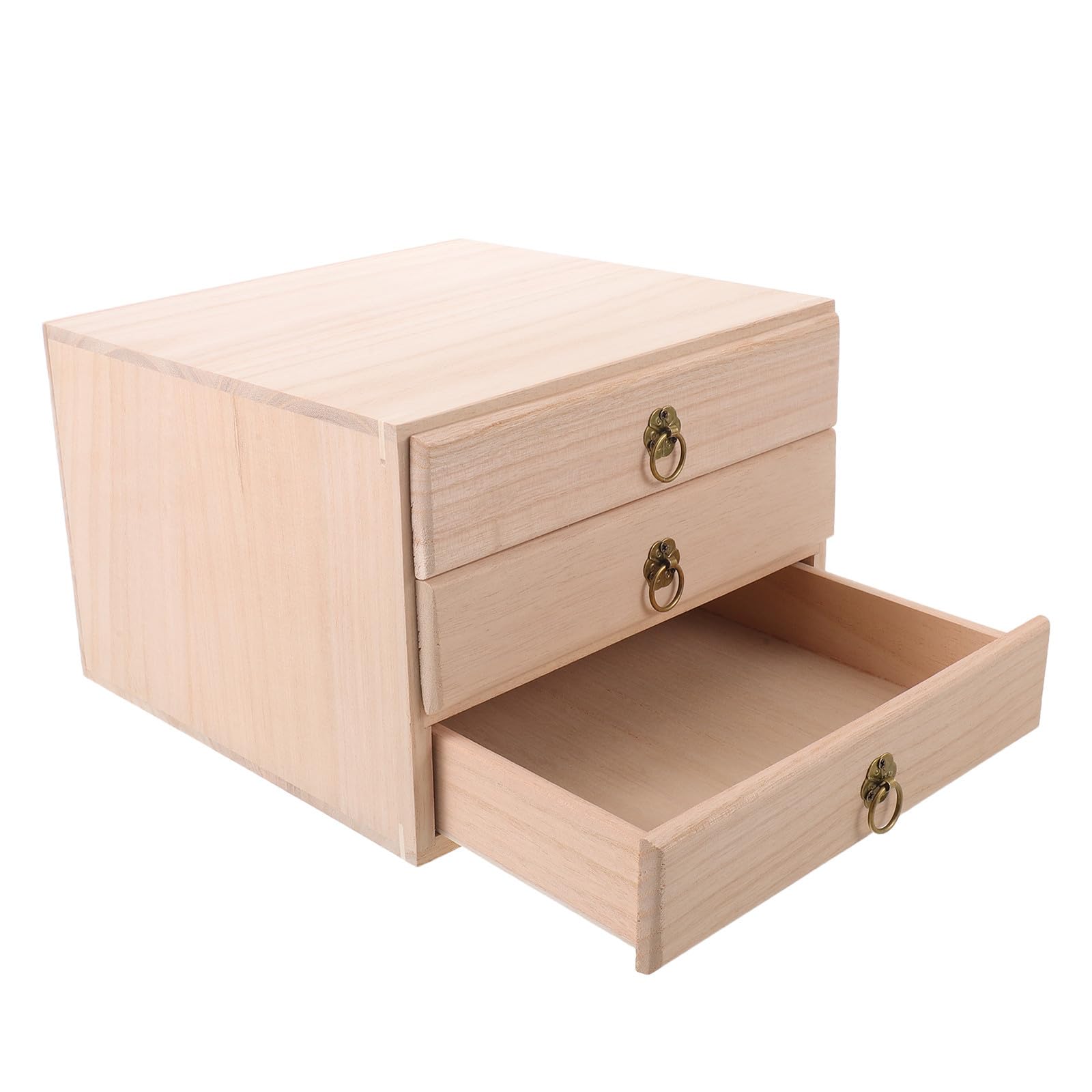 SOLUSTRE 3cajón Caja de Almacenamiento de Té de Madera Maciza con Organizador Rústico para Bolsitas de Té Bandeja Pequeña Armario Multiusos para Hogar y Oficina