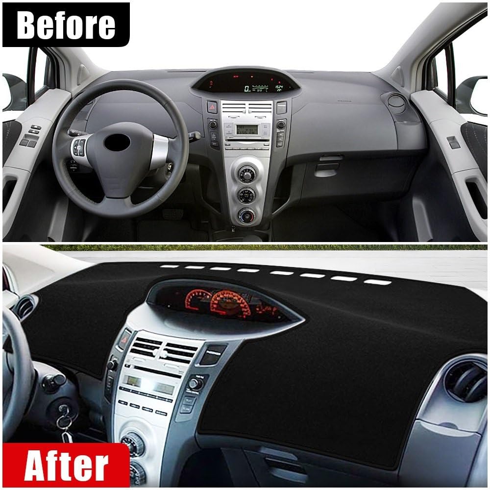 Pasuje do Yaris Pasuje do Vitz 2006-2011 Pokrywa deski rozdzielczej samochodu Unikaj światła Mata przeciwsłoneczna Maty antypoślizgowe(B LHD Black)