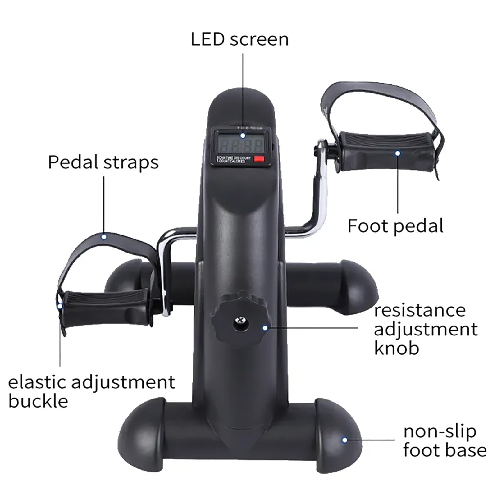 Rower Pod Biurkiem Do Ćwiczeń Na Pedały, Mini Rower Treningowy Z Cyfrowym Wyświetlaczem LCD, Regulowany Opór Pedału I Automatyczne Liczenie, Oszczędność Miejsca I Lekkość, Do Ćwiczeń Nóg, Rąk
