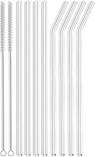 ALINK Pajitas delgadas de vidrio transparente, 10.5 pulgadas x 0.276 in de largo, reutilizables, para vasos RTIC/YETI Stanley de 30 onzas y 20