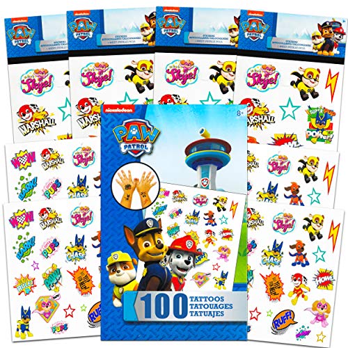 Paw Patrol Stickers and Tattoos Party Favors Bundle Set ~ 200 Paw Patrol Temporary Tattoos and Stickers (Paw Patrol Party Supplies)