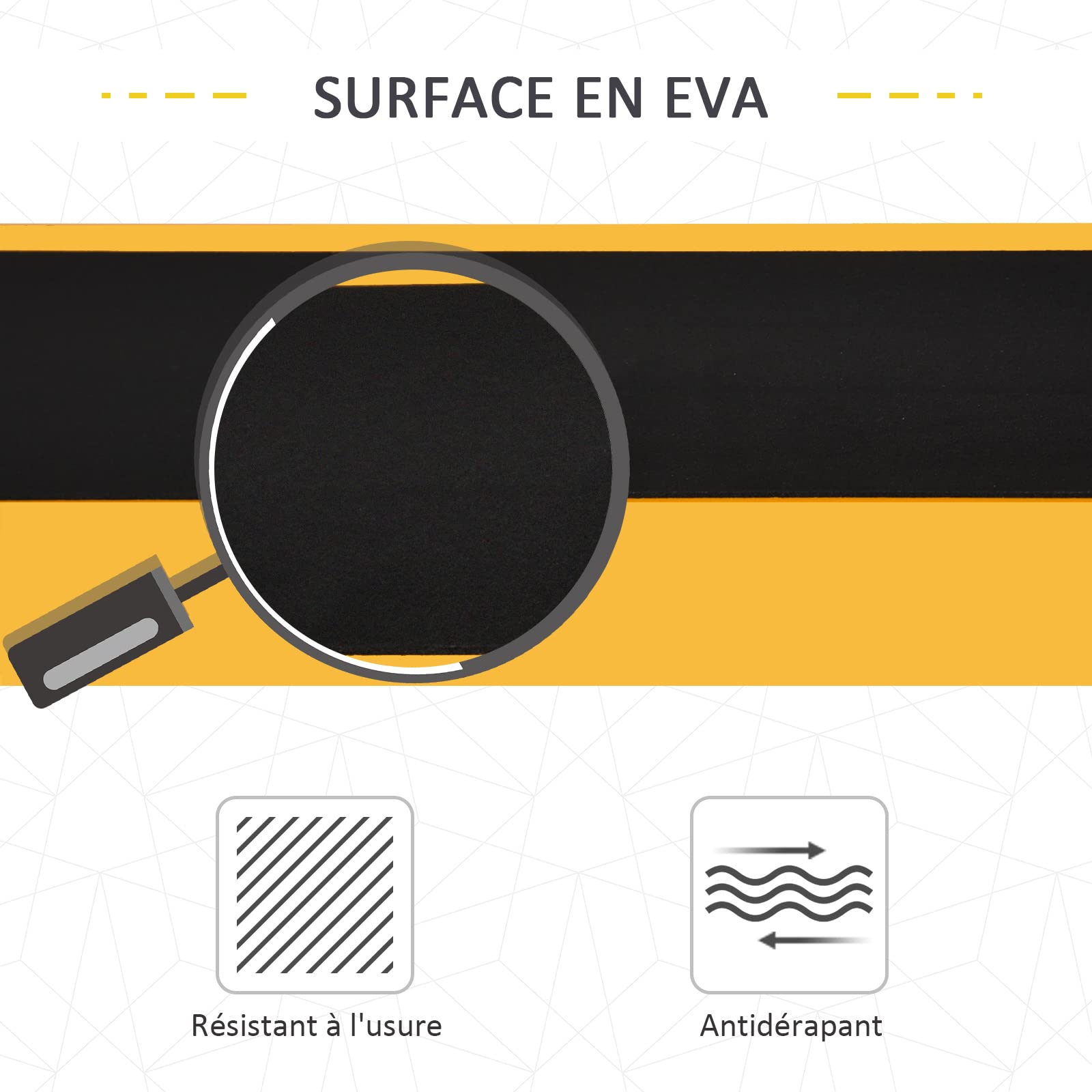 DURHAND Lot de 2 tréteaux Pliables compactes poignée Transport dim. 100L x 50l x 76H cm Surface antidérapante métal Noir Jaune
