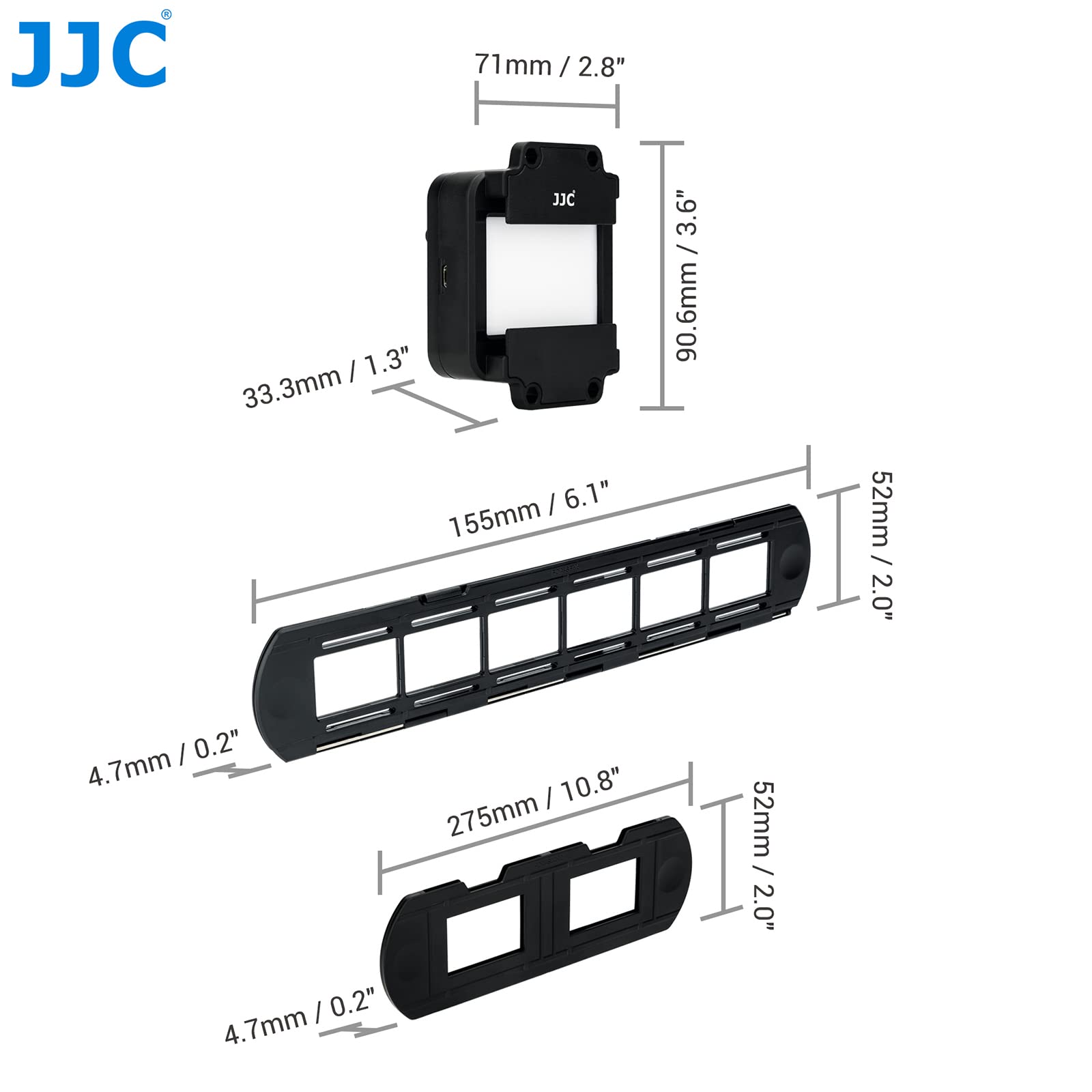 JJC Slide & Film Remake, avec Support de Montage pour Diapositive 1 x 35 mm, 1 Support de Film en Bande et Lumière LED, Ensemble de Lumière LED 6500K à 10 Niveaux pour la Copie Négative