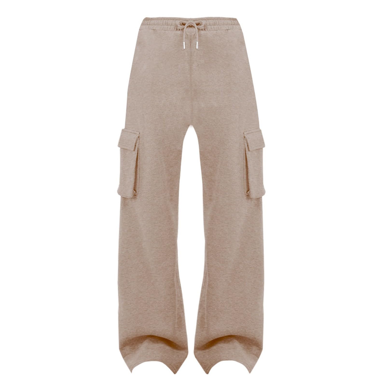 DGZTWLL - Pantaloni da lavoro da donna, a vita alta, vestibilità ampia, con tasche