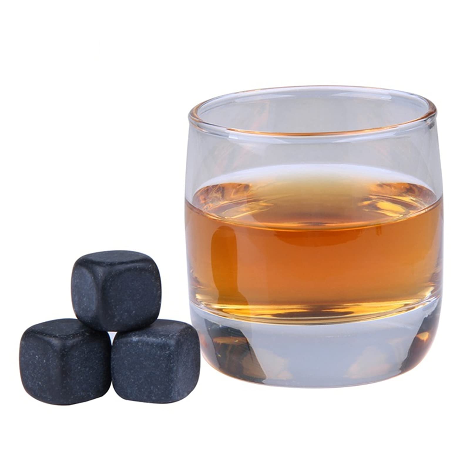 Piedras de whisky y vino de basalto, cubos de hielo reutilizable para enfriar licores
