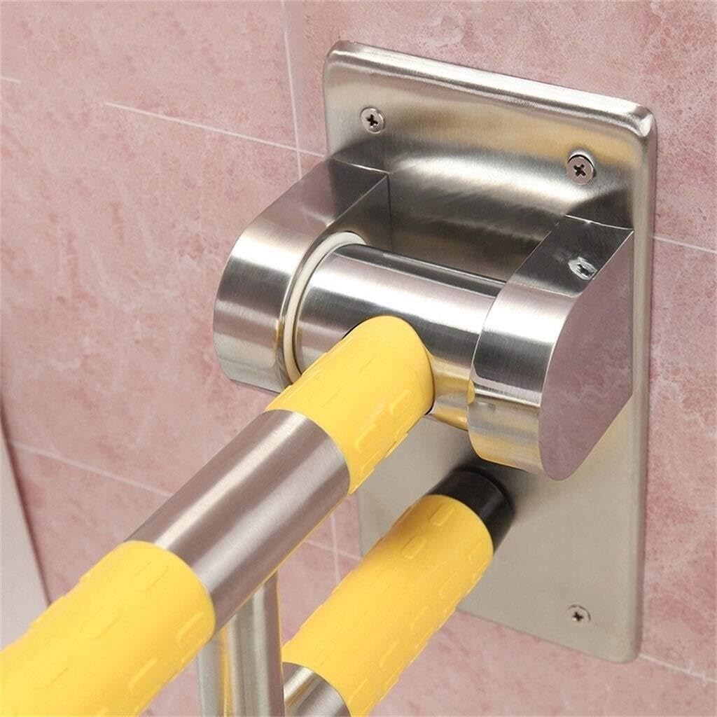 Barra di Supporto di Sicurezza per Doccia per bagni - Corrimano in Acciaio Inossidabile con Maniglia in Nylon, Design Pieghevole per Anziani, disabili, Parete, corrimano ausiliario