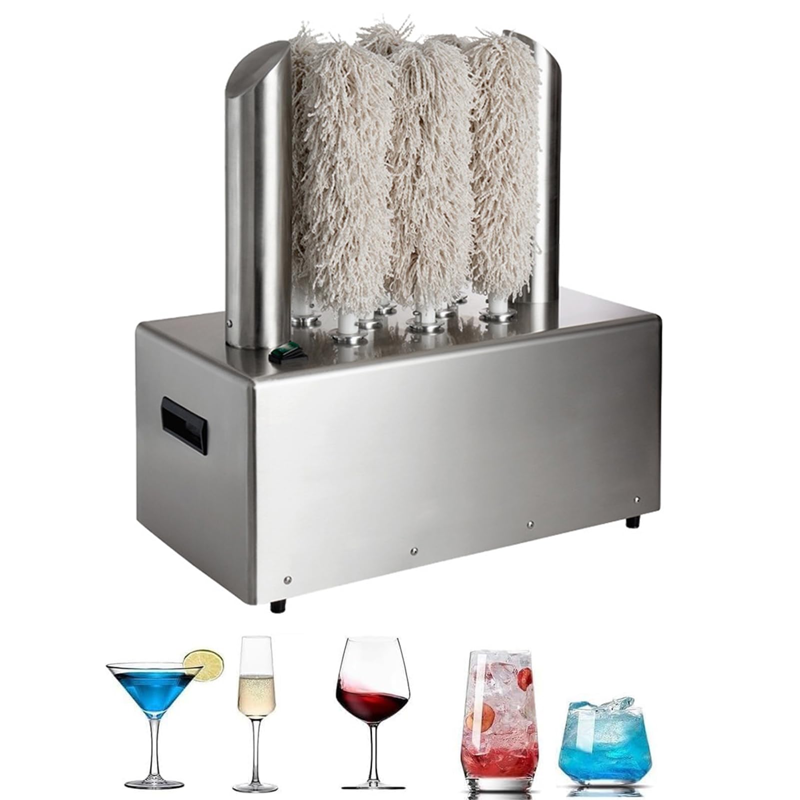 KJZQXYX Electric Wine Glass Polisher, Stainless-Steel Glassware Polishing Machine,for Bars, Restaurants, KTV, Kitchen (8heads)