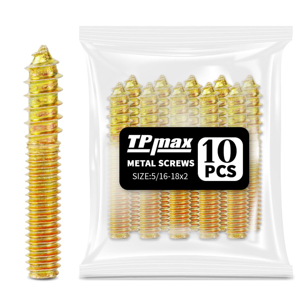 TPmax 10 Pack 5/16-18 x 2 Inch Hanger Bolts Double Headed Bolts Self-Tapping Screw Hanger Bolts for Furniture (5/16-18" x 2")