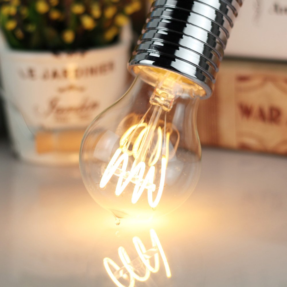 Ampoule LED vintage à filament Edison 4 W Ajustable Ampoule Edison ancienne en verre transparent 220/240 V Lumière chaude (A60 Quad Loop)