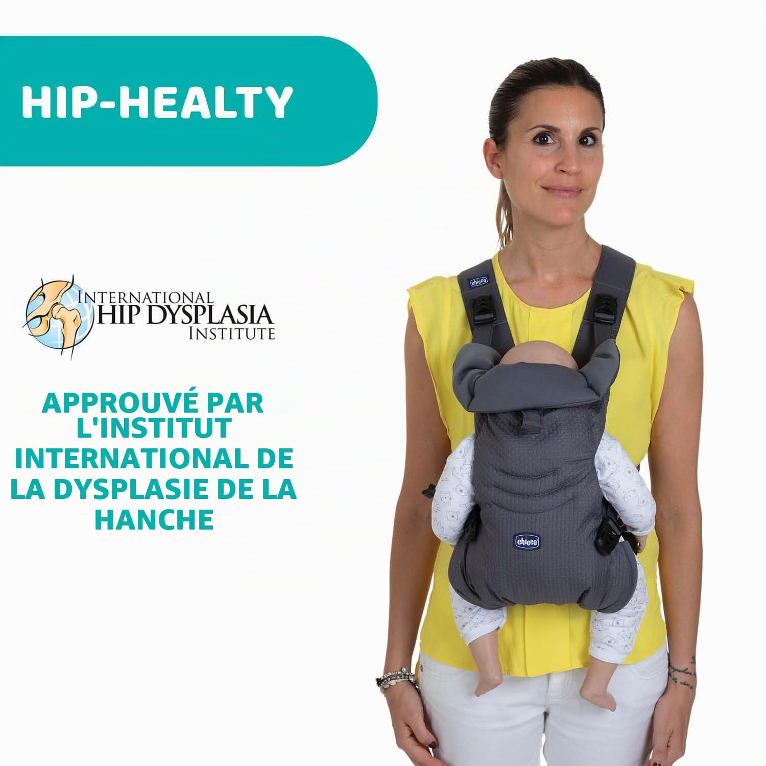 Chicco Easyfit Porte-bébé Ergonomique pour Nourrissons et Enfants de la Naissance à 9 Kg, Porte-bébé physiologique, Simple à Porter, Face à Maman et Face à la Route, Support pour Tête et Cou, Gris