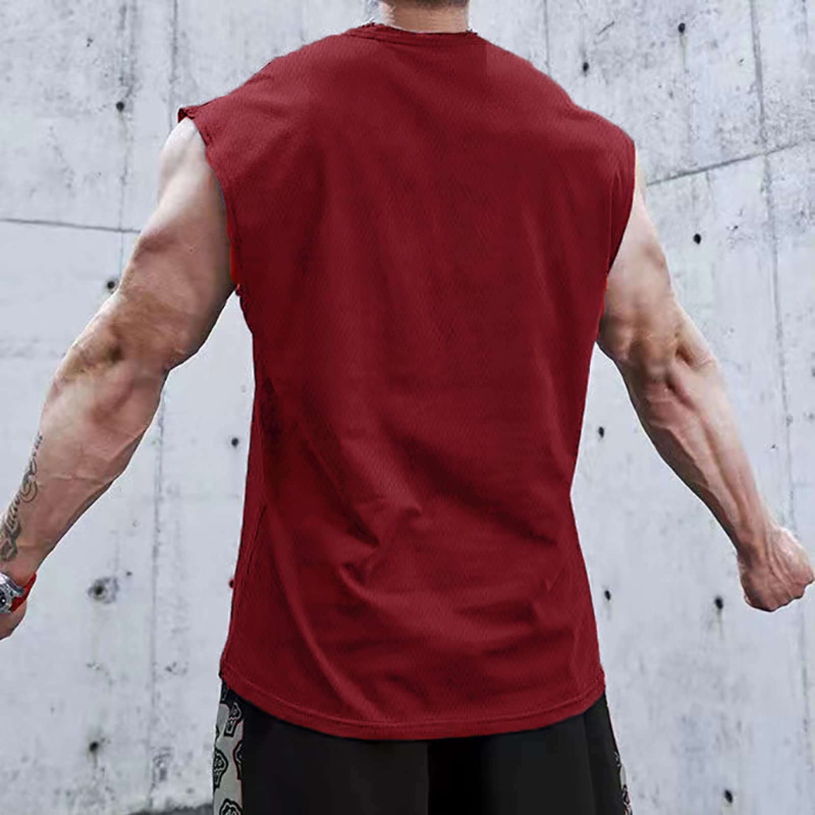 Sportkleidung Yoga-Kleidung Sport Outfit Fitness Yoga Anzug Einfarbiges Mesh-Fitnessstudio-Bekleidung Herren Bodybuilding Stringer Tank Top Schnell Trocknendes Ärmelloses Shirt Fitness Weste Workout